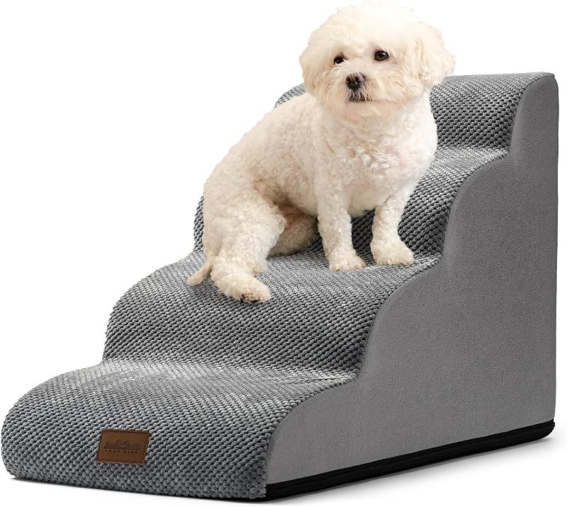 Photo 1 of ****USED***NOT IN ORIGINAL PACKAGE*** Dog Stairs Dog Steps Dog Ramp for Small dogs and Cats,Pets Stairs Pets Steps with High density lightweight Sponge Suitable for High Beds Sofa(Grey,4-Step)
