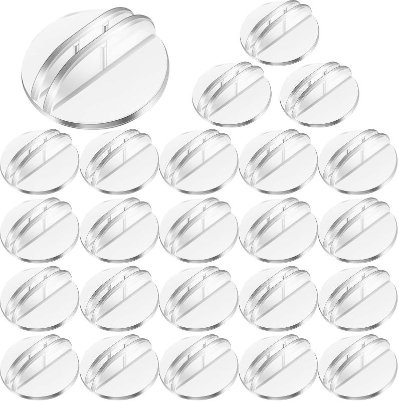 Photo 1 of 25 Pcs Card Stands Translucent Plastic Card Holders Game Card Stands Paper Miniature Bases Clear Paper Board Clips for Table Numbers Business Price Tags Menus Labels Party, 1 Inch