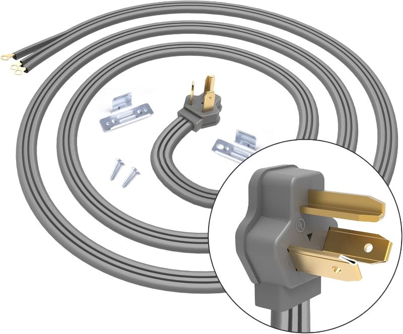 Photo 1 of ***USED** 3 Prong Dryer Cord, 30 AMP Appliance Power Cord 10 Feet, 4 Wires with O Ring Terminal Connectors