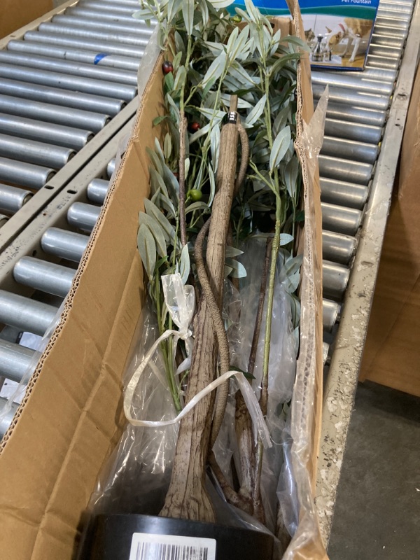 Photo 1 of Faux Olive Tree 6ft, Artificial Olive Tree, Fake Olive Tree with Natural Wood Trunk and Realistic Leave, Olive Tree Plant for Home Decor Indoor