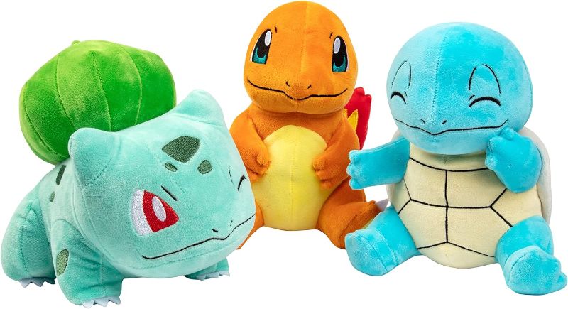 Photo 1 of ***USED***Pokémon Plush Starter 3 Pack - Charmander, Squirtle & Bulbasaur 8" Generation One Stuffed Animals
