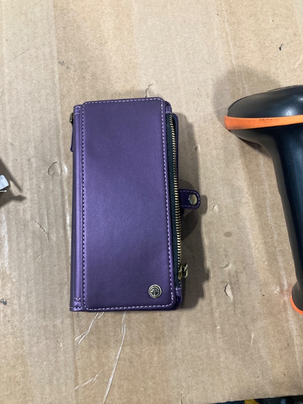 Photo 3 of ***USED***Defencase Compatible with iPhone 13 Pro Max Case Wallet with RFID Blocking Card Holder for Women Men, PU Leather Magnetic Snap Flip Zipper Strap Wallet Phone Case Fit for iPhone 13 Pro Max 6.7, Purple