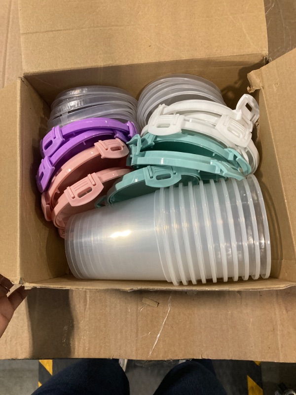 Photo 3 of ***USED***Blushtier 10 Pcs Overnight Oats Containers with Lids 24 oz Oatmeal Container Leak Proof Oats Jars Reusable Plastic Food Storage Meal Prep Container for Yogurt Cereal Soup Milk Salad Dishwasher Safe