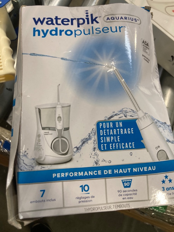 Photo 2 of ***USED****Waterpik Aquarius Water Flosser Professional For Teeth, Gums, Braces, Dental Care, Electric Power With 10 Settings, 7 Tips For Multiple Users And Needs, ADA Accepted, White WP-660, Packaging May Vary White Aquarius