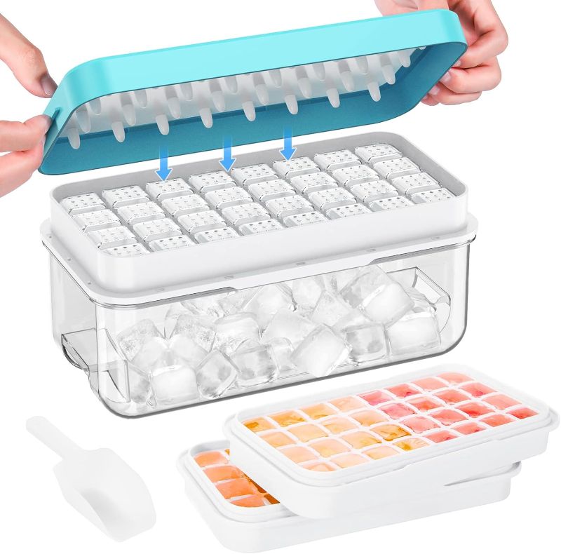 Photo 1 of 
Ice Cube Tray with Lid and Bin, PHINOX 64 pcs Ice Trays for Freezer, Ice Cube Trays for Freezer with 2 trays, Container, Lid & Ice Scoop, BPA Free
