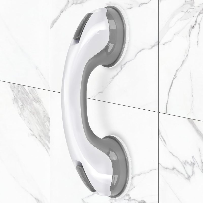 Photo 1 of Shower Handle 1 Pack Grab Bars for Bathtubs & Showers, 12 inch Grab Bars for Bathroom with Strong Hold Suction Cup, Balance Bar Safety Hand Rail for Injury, Senior, Elderly Grey
