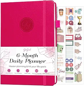 Photo 1 of GoGirl Daily Planner – Undated 6-Month Time Block Planner with Habit Tracker, Task & To-do List – Hourly Schedule Organizer for Work & Time Blocking – A5 Size, Hardcover 