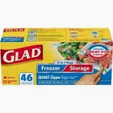 Photo 1 of Glad Zipper Food Storage Freezer Bags - Quart - 56 Count 