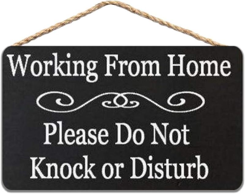 Photo 1 of Working from Home Please Do Not Knock or Disturb Sign, working from home sign for front door, work from home essentials Work at home sign 8 x 11 in / 20 x 28 cm