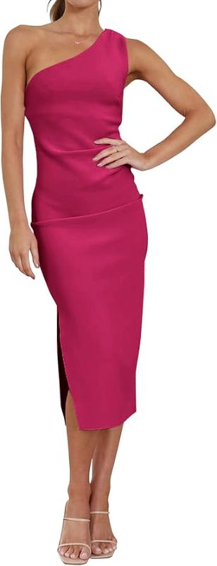 Photo 1 of BTFBM Women One Shoulder Bodycon Dress 2023 Spring Summer Sleeveless Slit Midi Party Cocktail Wedding Guest Prom Dresses SIZE 2XL 