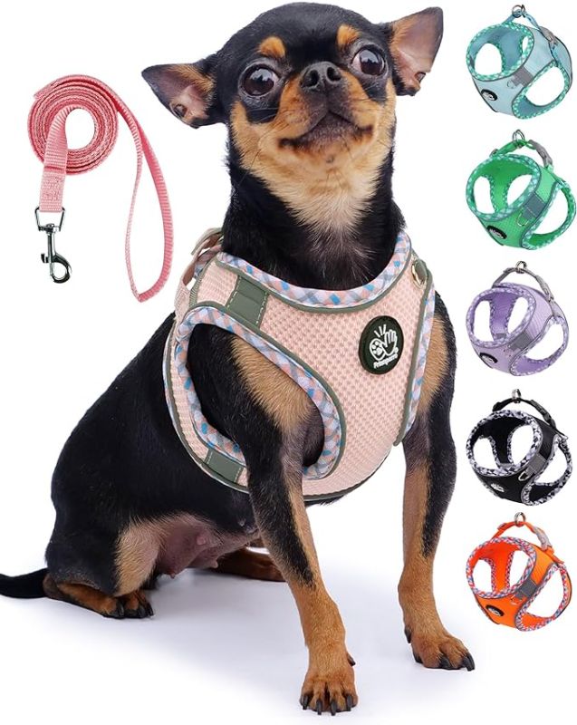 Photo 1 of Frienperro Breathable Dog Harness with Leash Set for Small Dog, Dog Harness for Medium Dogs No Pull, Adjustable Reflective Dog Harness, Summer Dog Harnesses for Puppy Small Dogs, Cat Harness Set 