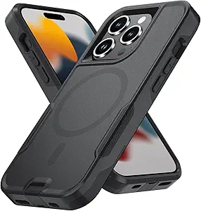 Photo 1 of Lodtmbzmg for iPhone 15 Pro Max Case,Compatible with MagSafe, [Shockproof],with Port Protection,Heavy Duty Protection Magnetic Phone Case Cover for iPhone 15 Pro Max 6.7 inch (Black)