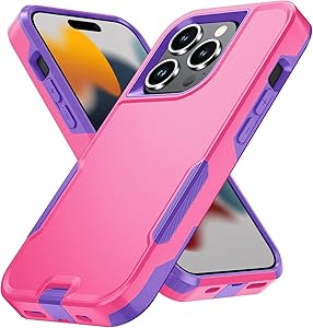 Photo 1 of Lodtmbzmg for iPhone 15 Plus Case [Shockproof] [Dropproof],Pocket-Friendly, with Port Protection,Heavy Duty Protection Phone Case Cover for iPhone 15 Plus 6.7 inch (Rose red/deep Purple) 