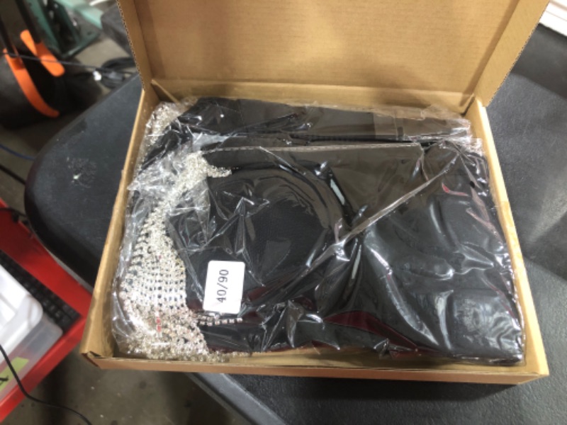 Photo 1 of Women's Rhinestone Crop Top Halloween Diamond Tank Top Rave Fringe Top Long Tassel Rhinestone Earrings (Large) Black, Silver