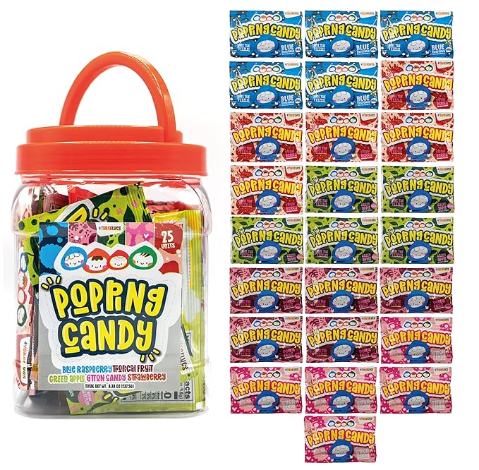Photo 1 of 25 Pack of Mixed Popping Candy, Crackling Nostalgic candy, 80s Candy Retro Candy, Birthday Party Favor Carnival Candy Pop Candy, Candy Tub, 25 pack (5 of each flavor) by 4yoreelves BB 12.24