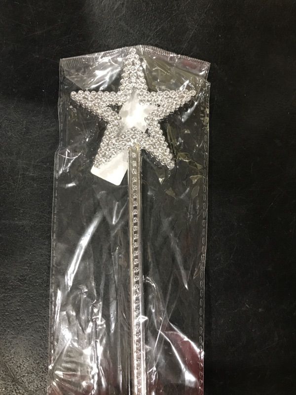 Photo 2 of AKOAK Star Wand,13 Inches Silver Fairy Princess Angel Wand