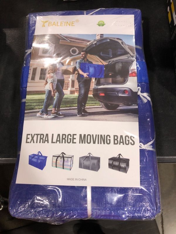 Photo 2 of BALEINE 6-Pack Oversized Moving Bags with Reinforced Handles, Heavy-Duty Storage Tote Moving Supplies for Packaging, Camping (Blue w/Window, 6-Pack) 6-Pack Blue