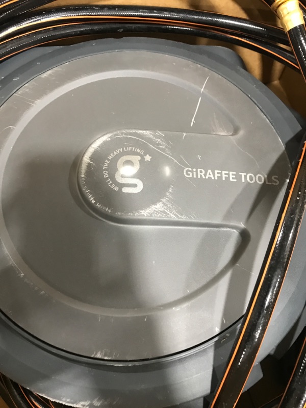 Photo 1 of Giraffe Tools Retractable Garden Hose Reel 1/2 Inch x 130 ft, Super Heavy Duty, Any Length Lock, Slow Return System, Wall Mounted and 180 Deg Swivel Bracket
