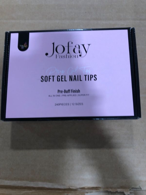 Photo 3 of 240 Pcs Press On Nails Short Kit - Glitter French Press On Nails Square 10 Packs Acrylic, Glue On Nails with Nail Glue, 12 Sizes Glossy Soft Gel Fake Nails Fit Perfectly Natural Stick On Nails
