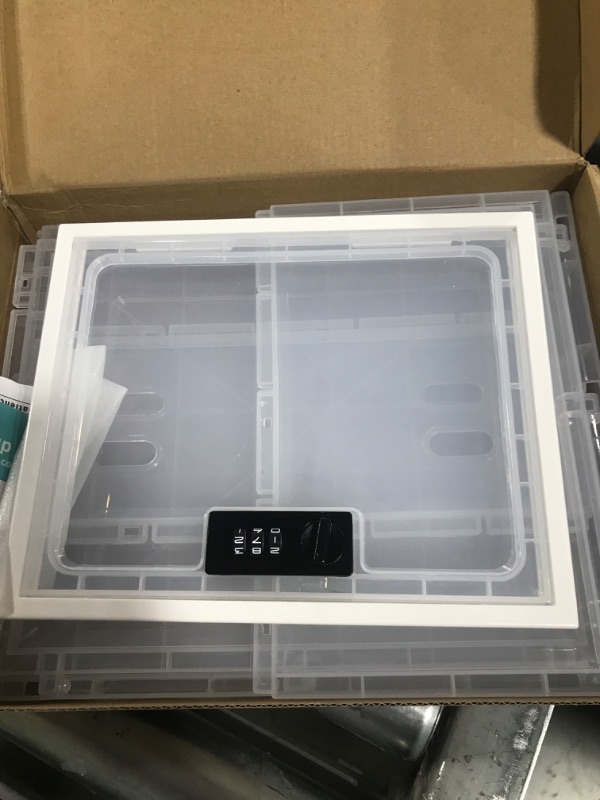 Photo 1 of Medicine Box with Combination Lock,Lock boxes for Medication Safe Storage Cabinet, Large Lockable Locker for Food,Snacks,Phone Jail,Refrigerator Container,Marker Organizer,Home Safety,Clear Lockbox
