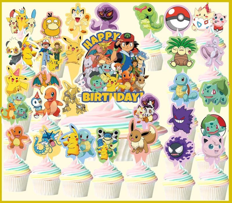 Photo 1 of Cake Toppers Cupcake Toppers Birthday Cake Decor for Boys Girls Children Teens Adults Cute Anime Birthday Party Supplies