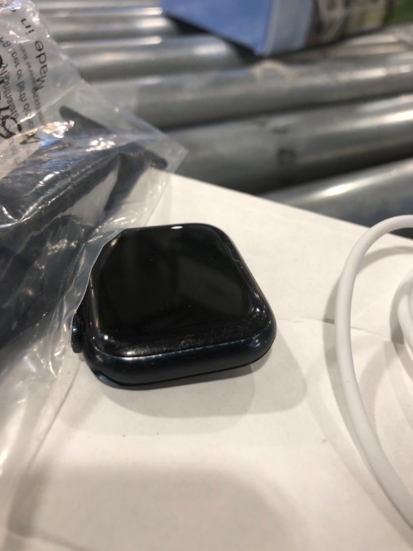 Photo 1 of Apple Watch Series 7 GPS + Cellular, 45mm Midnight Aluminum Case with Midnight Sport Band - Regular (Renewed)
