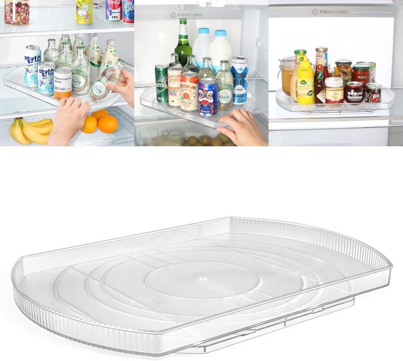 Photo 1 of  Turntable Organizer for Refrigerator, Clear Square Rotating Fridge Organizer and Storage, 16.54''Lazy Susan for Kitchen, Table, Pantry, Cabinet, Countertop