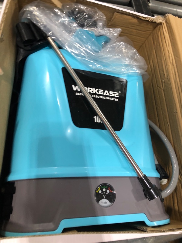 Photo 1 of Backpack Battery Powered Sprayer with 6 Nozzles, 2.64 Gallon Electric Pump Sprayer with 2.6Ah Li-Ion Battery, 26-89Psi Adjustable Pressure Heavy Duty Sprayer for Lawn Garden Spraying Cleaning Weeding