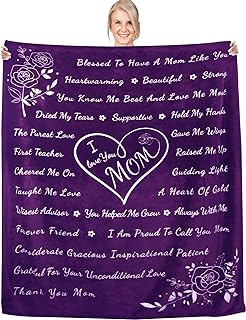 Photo 1 of Gifts for Mom, Gifts for Mothers Day, Soft Flannel Throw Blankets Gifts for Mom Mother's Day Anniversary Birthday from Daughter Son, I Love You Mom Blankets 65" x 50" (Purple)