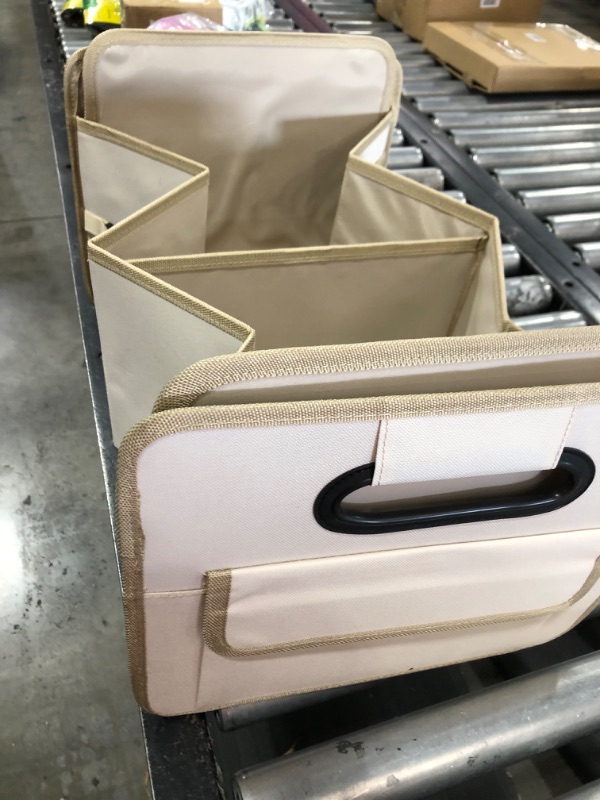 Photo 1 of JiatuA Car Trunk Organizer Car Storage with 9 Pockets Collapsible Multi Compartment Waterproof Adjustable Straps for SUV, Truck, Sedan, Minivan, Standard Size, Beige Standard Beige