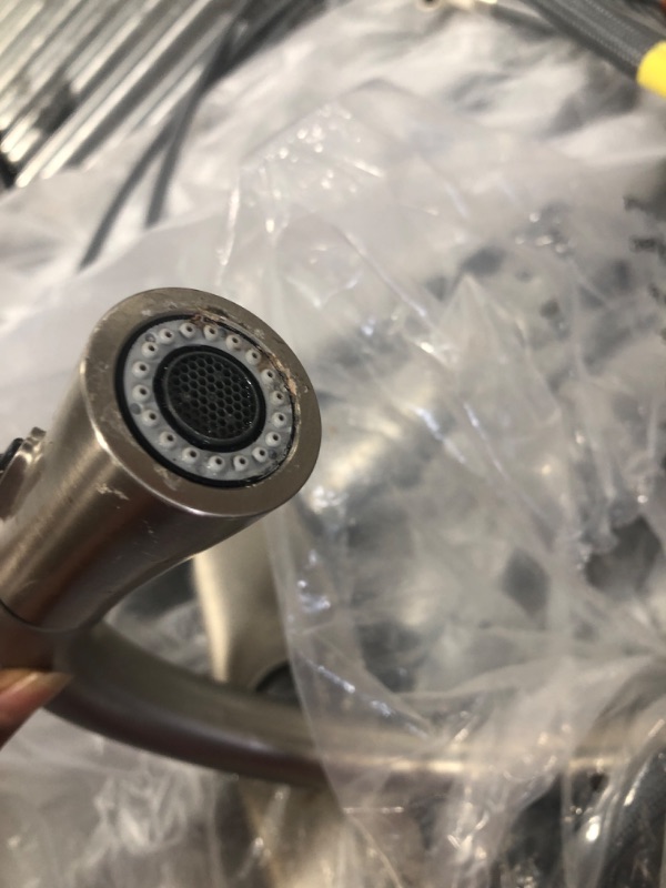 Photo 1 of Moen Riley Spot Resist Stainless One-Handle Pulldown Kitchen Faucet Featuring Power Boost and Reflex Docking System for the Spray Head, Modern Kitchen Sink Faucet, 7402SRS