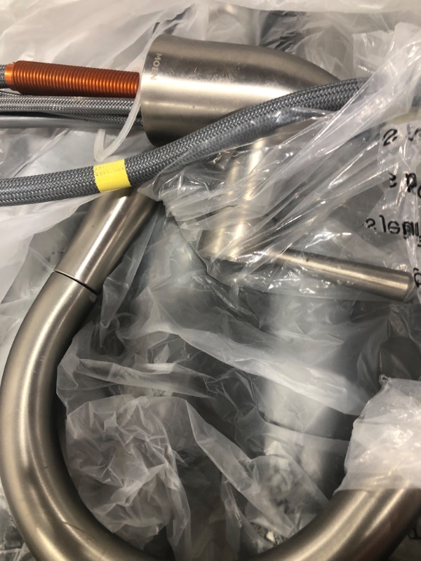 Photo 1 of Moen Riley Spot Resist Stainless One-Handle Pulldown Kitchen Faucet Featuring Power Boost and Reflex Docking System for the Spray Head, Modern Kitchen Sink Faucet, 7402SRS