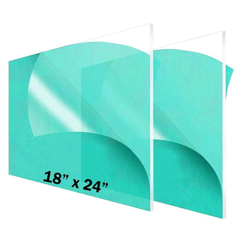 Photo 1 of CALPALMY (2 Pack) 1/4" Thick Clear Acrylic Sheets - 18 x 24" Pre-Cut Plexiglass Sheets for Craft Projects, Signs, Display Cases, Sneeze Guard and More - Cut with Engraver, Power Saw or Hand Tools
