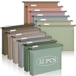 Photo 1 of 12 Pcs Poly Plastic 3.5'' Expanding Hanging File Folders Letter Size, Waterproof and Expandable Hanging Folders for Filing Cabinet, File Folders with 1/5-cut Adjustable Tabs (Morandi Colors)
