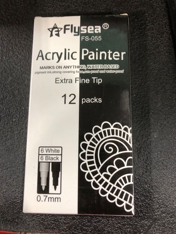 Photo 2 of 12 Pack Easter Paint Pens, Acrylic Paint Markers for Easter Egg, 0.7mm Acrylic Markers for Rock Painting Stone Ceramic Glass Wood Plastic Glass Metal Canvas, White & Black Water-based