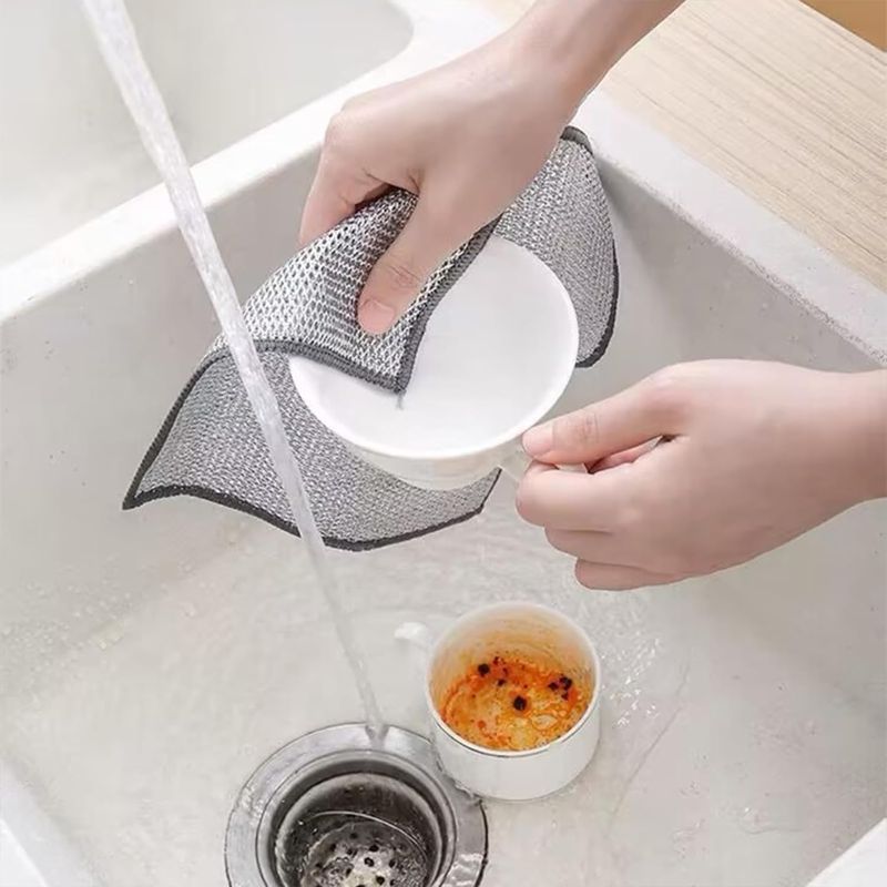 Photo 1 of 10 pieces of Multipurpose Wire Dishwashing Rag: Non-Scratch Mesh Dishcloth for Kitchen Cleaning, Durable Stainless Steel Scrubber, Suitable for Wet and Dry Use 