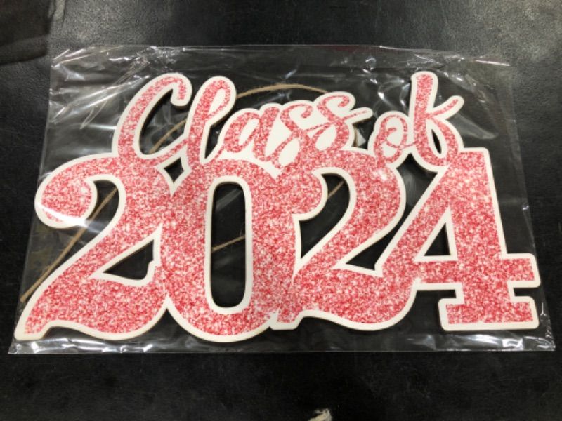 Photo 1 of Graduation Decorations Class of 2024 Pink Graduation Decorations Rose Gold Class of 2024 Wooden Sign Graduation Photo Props for Grad Party Supplies