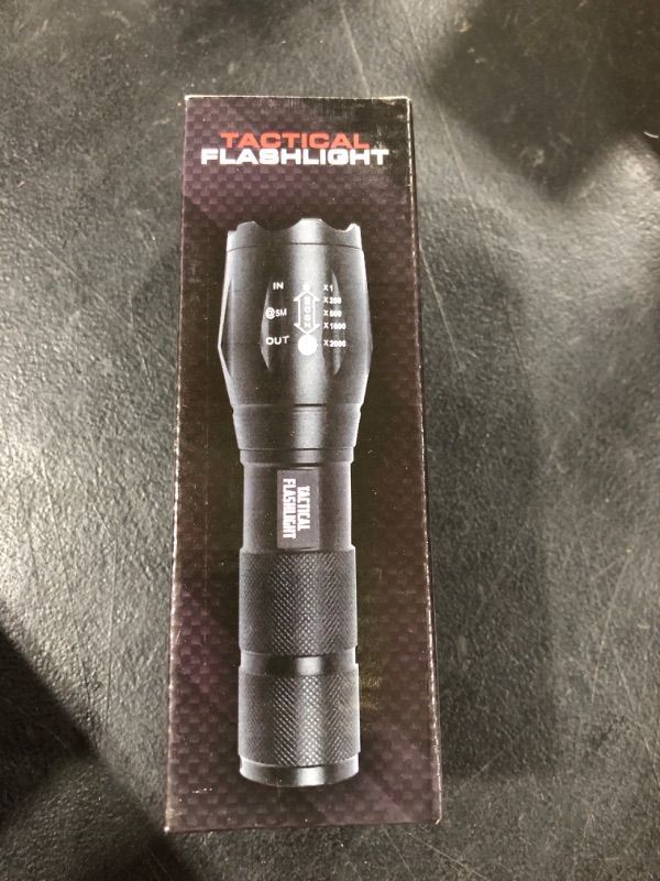 Photo 1 of Generic Tactical Flashlight, Adjustable Focus, Battery Powered, Waterproof, 1000 Lumen LED