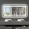 Photo 1 of Amorho 60"x 28" Black LED Mirror for Bathroom, Front Light and Backlit Framed Mirror, Stepless Dimmable, Anti-Fog, Shatter-Proof, Memory, 3 Colors, Double LED Vanity Mirror