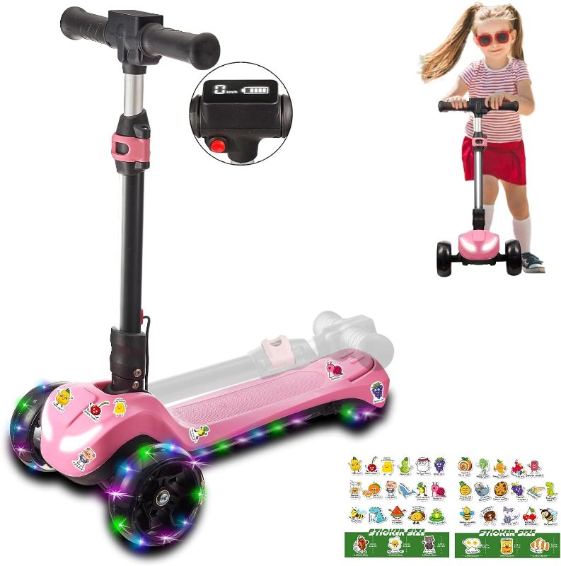 Photo 1 of 3 Wheel Electric Scooter for Kids and Toddlers Ages 3-8, LED Display, Premium Front Light and Wheel Lights, Boys and Girls, Safe Kick Lightup, Folding EScooter, 5Mph Safe Speed, 80min Ride Time
