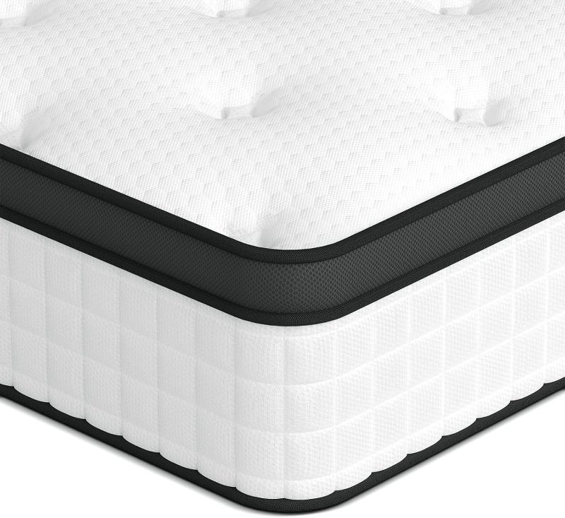 Photo 1 of 6 Inch Queen Size Mattress Queen Mattress in a Box, Gel Memory Foam and Innerspring Hybrid Mattress for Motion Isolation, Pressure Relief and Comfortable Deep Sleeping, Black and White