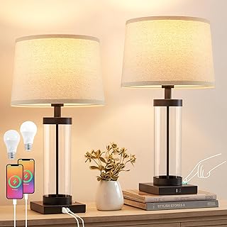 Photo 1 of 2 PACK BEDSIDE LAMPS WITH LIGHT BULBS 
USED 
