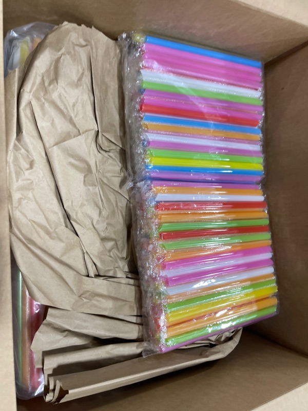 Photo 2 of 1600 Pcs Jumbo Smoothie Straws Bulk Boba Straws Individually Wrapped Plastic Disposable Milkshake Drinking Straws Wide Bubble Tea Large Wide Mouthed Straws, 0.43 x 9.45 Inch (Multicolor)