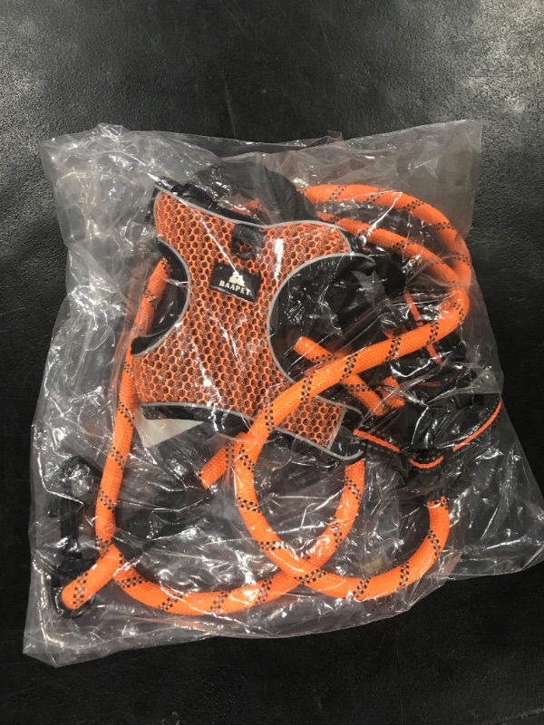 Photo 2 of BAAPET Breathable Dog Harness for Small Puppy, Medium Dogs Step-in and Air Mesh with 6 Feet Reflective Rope Dog Leash (S - 6 FT x Chest (17~19''), Orange)