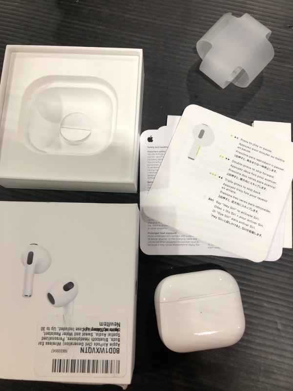 Photo 3 of Apple AirPods (3rd Generation) Wireless Ear Buds, Bluetooth Headphones, Personalized Spatial Audio, Sweat and Water Resistant, Lightning Charging Case Included, Up to 30 Hours of Battery Life Without AppleCare+