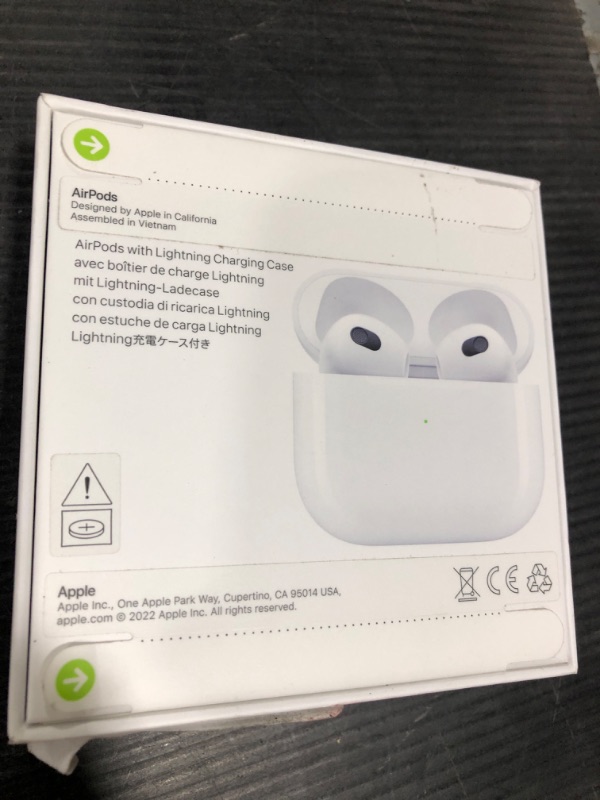 Photo 2 of Apple AirPods (3rd Generation) Wireless Ear Buds, Bluetooth Headphones, Personalized Spatial Audio, Sweat and Water Resistant, Lightning Charging Case Included, Up to 30 Hours of Battery Life Without AppleCare+