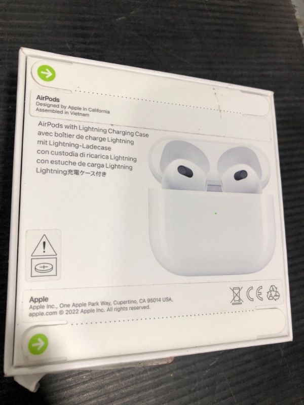 Photo 5 of Apple AirPods (3rd Generation) Wireless Ear Buds, Bluetooth Headphones, Personalized Spatial Audio, Sweat and Water Resistant, Lightning Charging Case Included, Up to 30 Hours of Battery Life Without AppleCare+