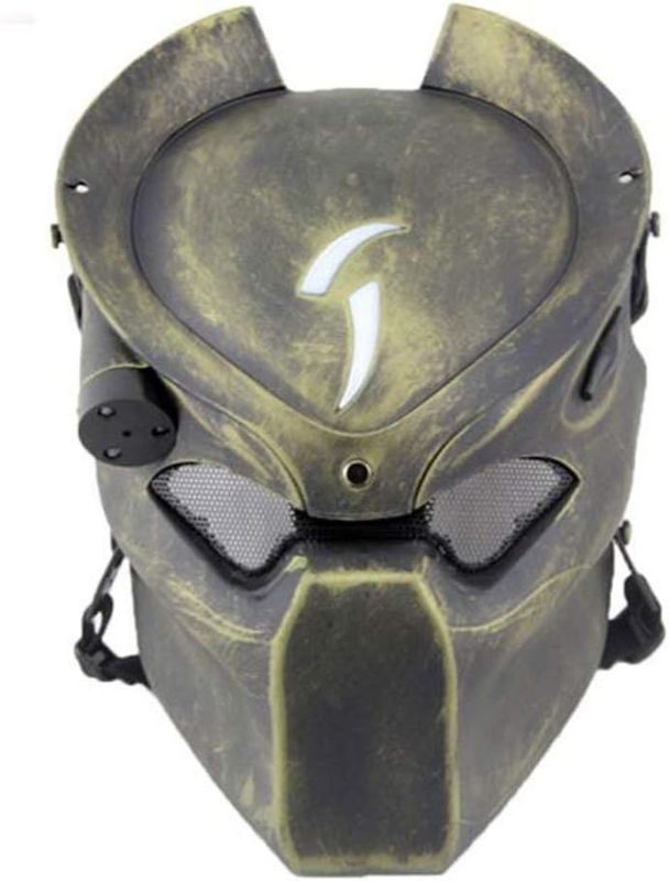 Photo 1 of ATAIRSOFT Tactical Protective Paintball Airsoft Metal mesh Alien Full Face Mask with Lamp Bronze
