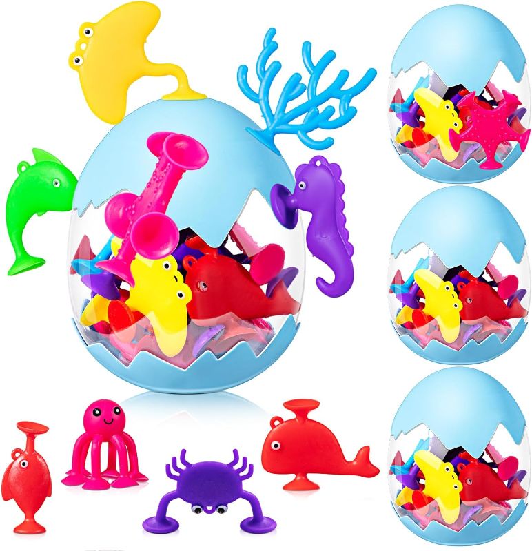 Photo 1 of 72 Pcs Silicone Suction Bath Toys with 4 Pcs Dinosaur Eggshell Ocean Animal Suction Cup Toys Sensory Window Toys Stress Release Autism Toy Gifts Party Favors for Toddlers Boys Girls
