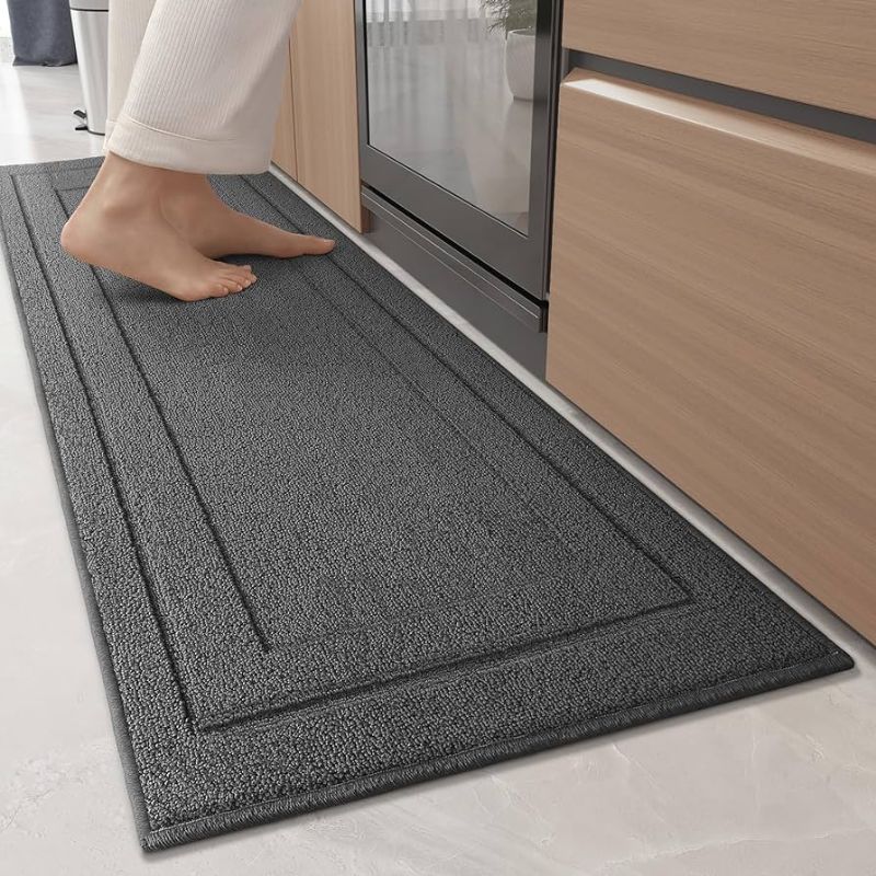 Photo 1 of Color G Kitchen Mats for Floor, Kitchen Rugs Washable Kitchen Runner Rug Non Skid Standing Mat Rubber Backing, Grey Kitchen Floor Mat for in Front of Sink/Laundry Room/Hallway, 17"x59"
